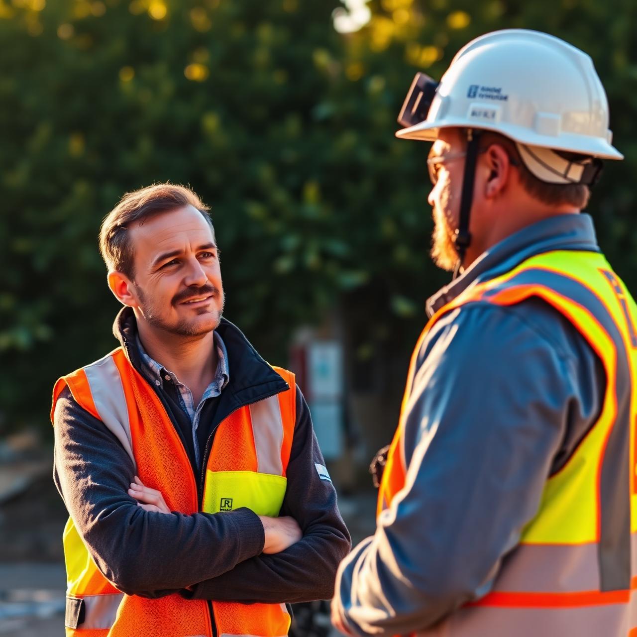 Alexandre en discussion avec un chef de chantier